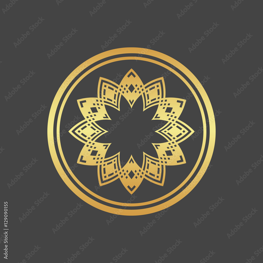 Abstract element for design, gold flower, star, mandala, decoration Abstract element for design, gold flower, star, mandala, decoration