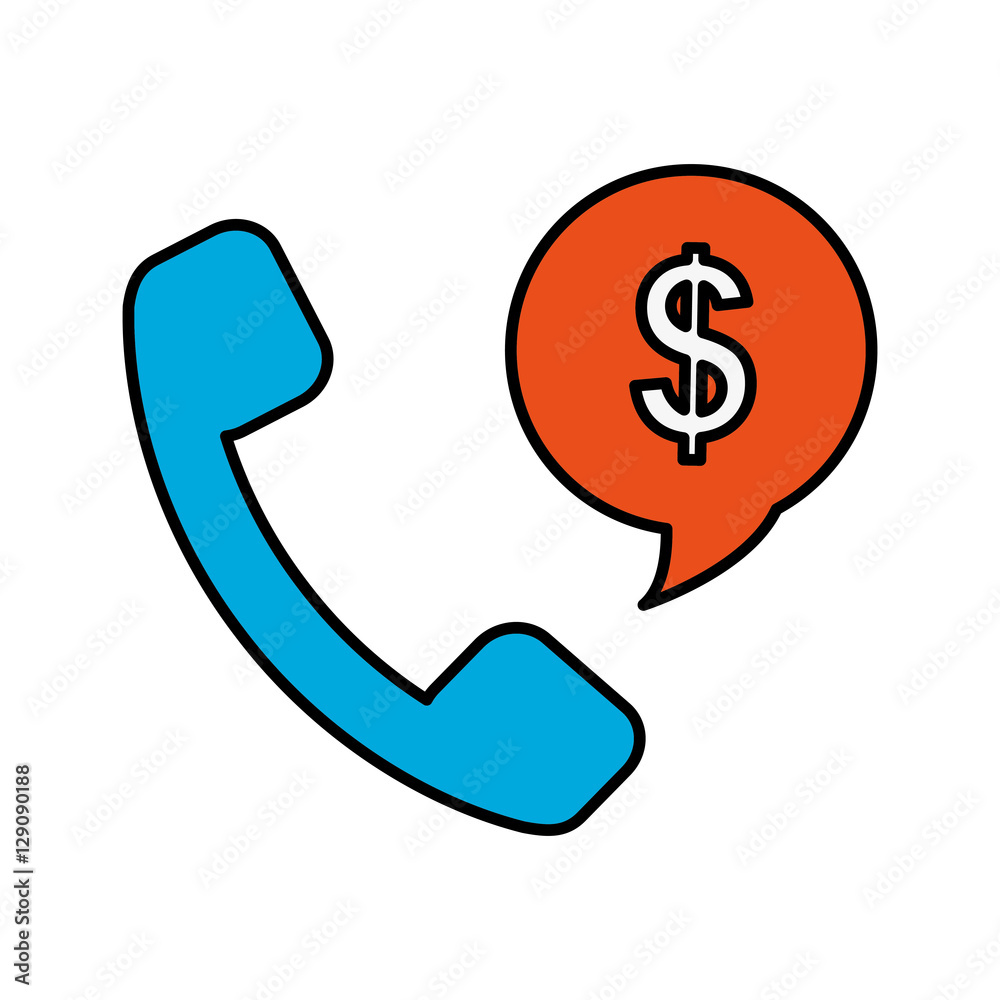 handset and speech bubble with money sign over white background. vector illustration handset and speech bubble with money sign over white background. vector illustration