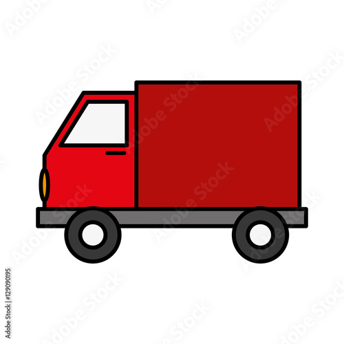 red cargo truck icon over white background. vector illustration