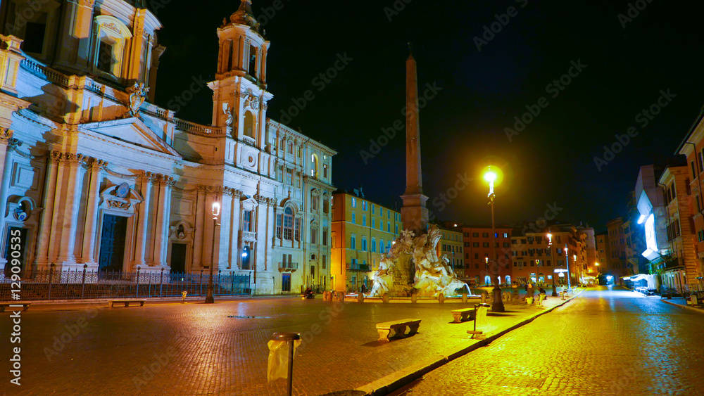 Obraz premium The Navona Square in Rome called Piazza Navona - great night view