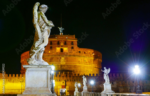 Beautiful night view over Castel Sant Angelo in Rome