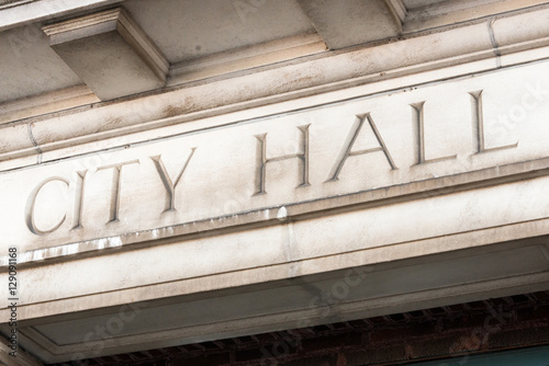 City Hall Engraved Stone Sign