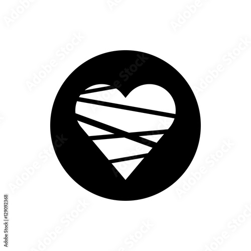 Black and white broken heart icon