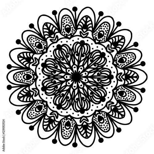 Hand drawing doodling mandala coloring page isolated