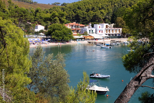 Agnodas beache, Skopelos town, Skopelos island, Sporades island, Greek island, Thessaly, Aegean Sea, Greece