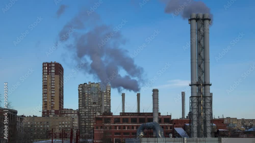 Factory Smoke Near Residental Area Factory Smoke Near Residental Area
