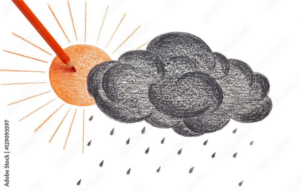 Drawing sun and black cloud Drawing sun and black cloud