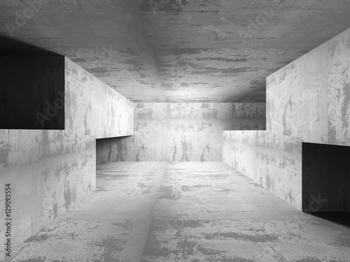 Empty dark concrete room interior. Architecture urban background © VERSUSstudio