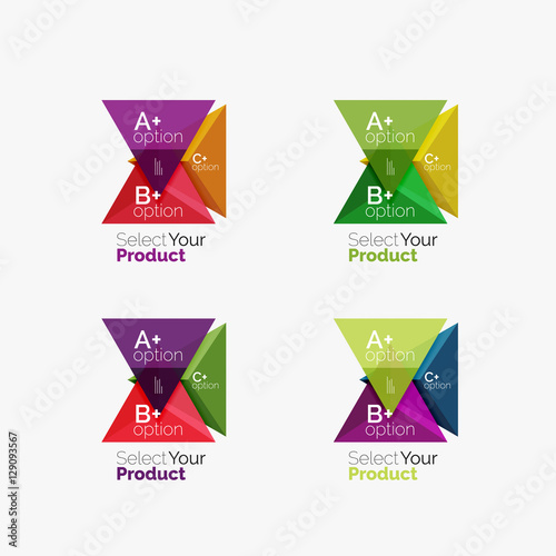 Set of triangle geometric business infographic templates