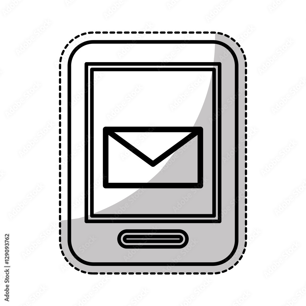 smartphone device with mail envelope icon on screen over white background. vector illustration smartphone device with mail envelope icon on screen over white background. vector illustration