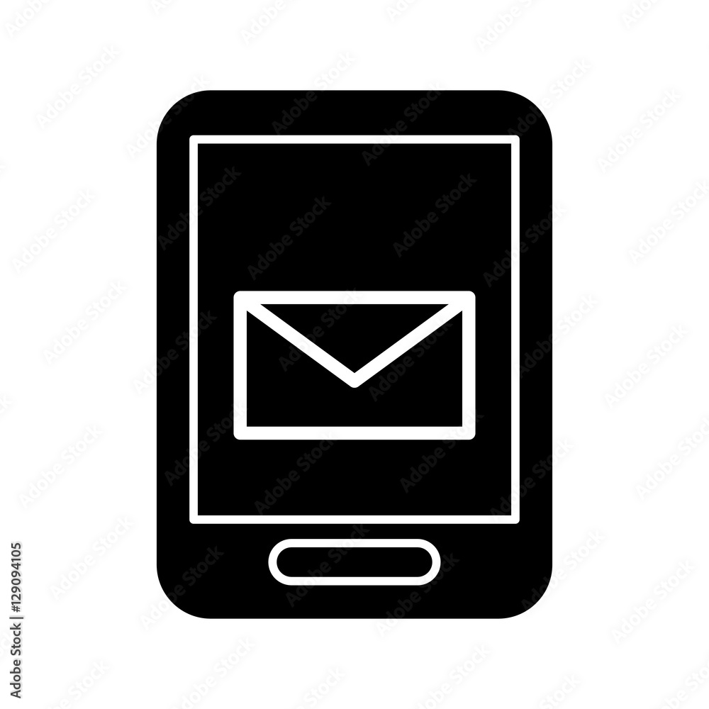 smartphone device with mail envelope icon on screen over white background. vector illustration smartphone device with mail envelope icon on screen over white background. vector illustration