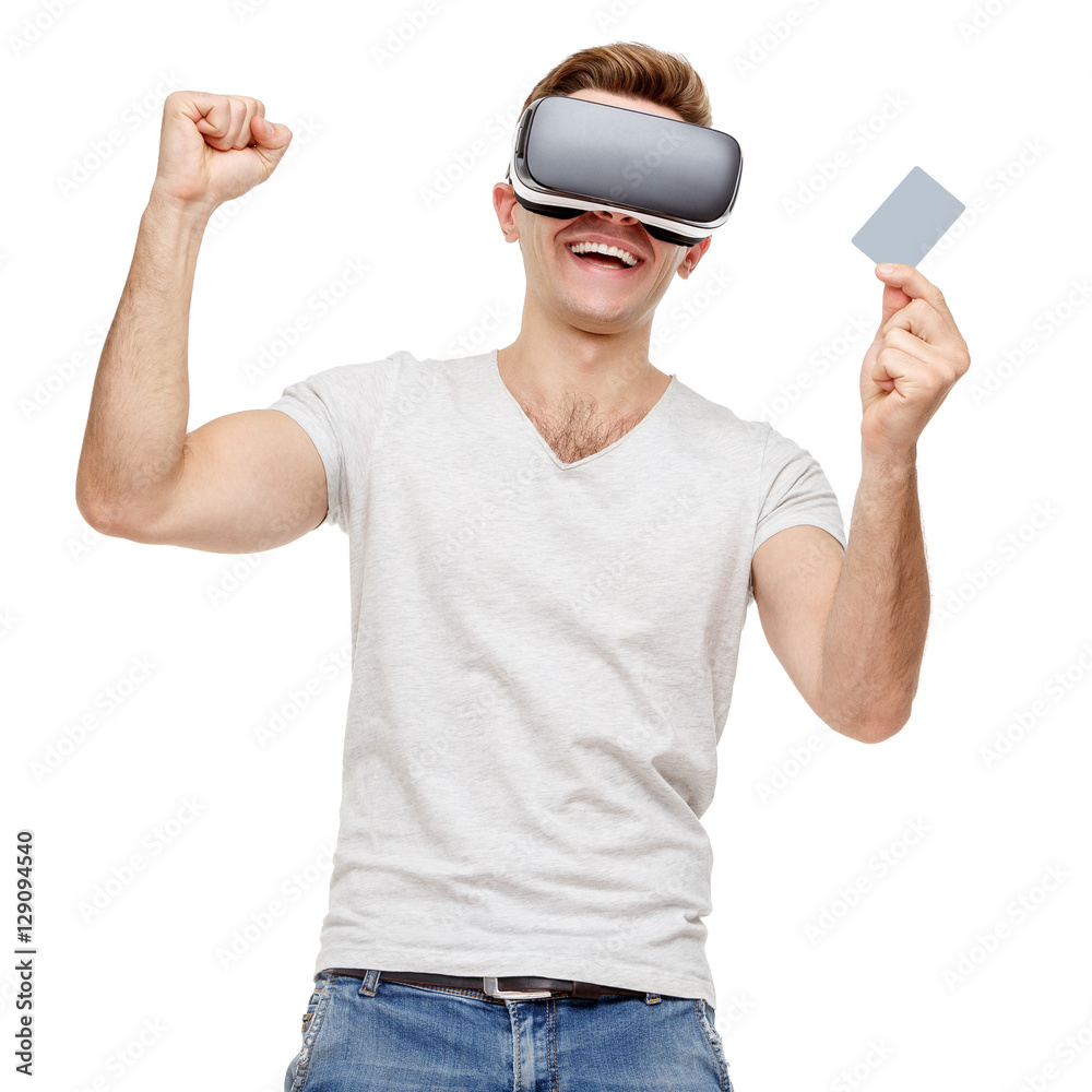 Man with virtual reality goggles Man with virtual reality goggles