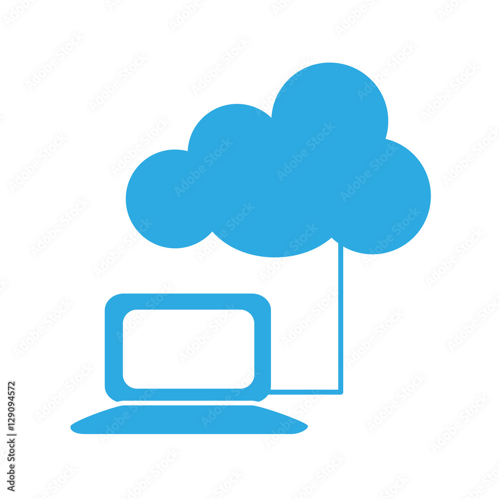 laptop computer with cloud storage icon over white background. vector illustration laptop computer with cloud storage icon over white background. vector illustration