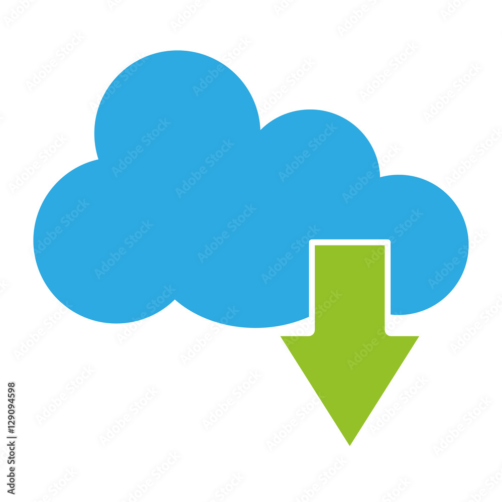 cloud storage with download arrow icon over white background. vector illustration cloud storage with download arrow icon over white background. vector illustration