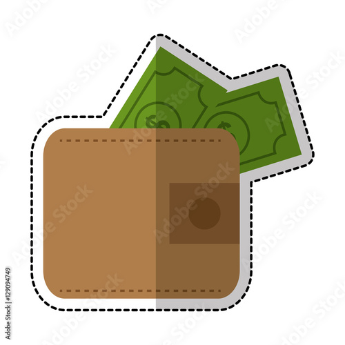 wallet with green bills over white background. vector illustration