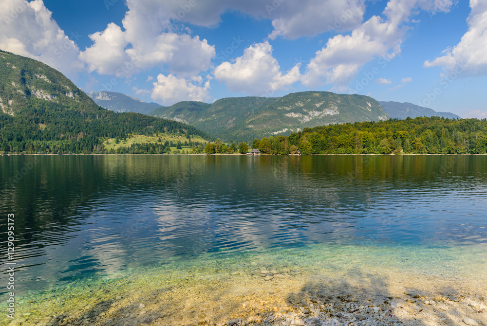 The picturesque lake Bohinj in national Park Triglav, Julian Alps, Slovenia.