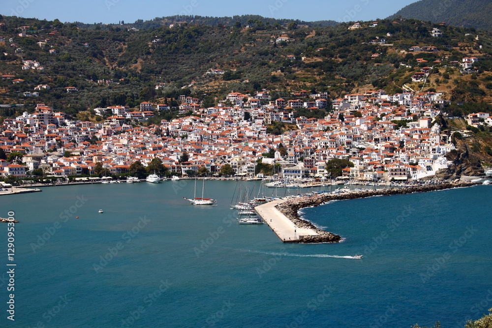 Skopelos town, Skopelos island, Sporades island, Greek island, Thessaly, Aegean Sea, Greece 