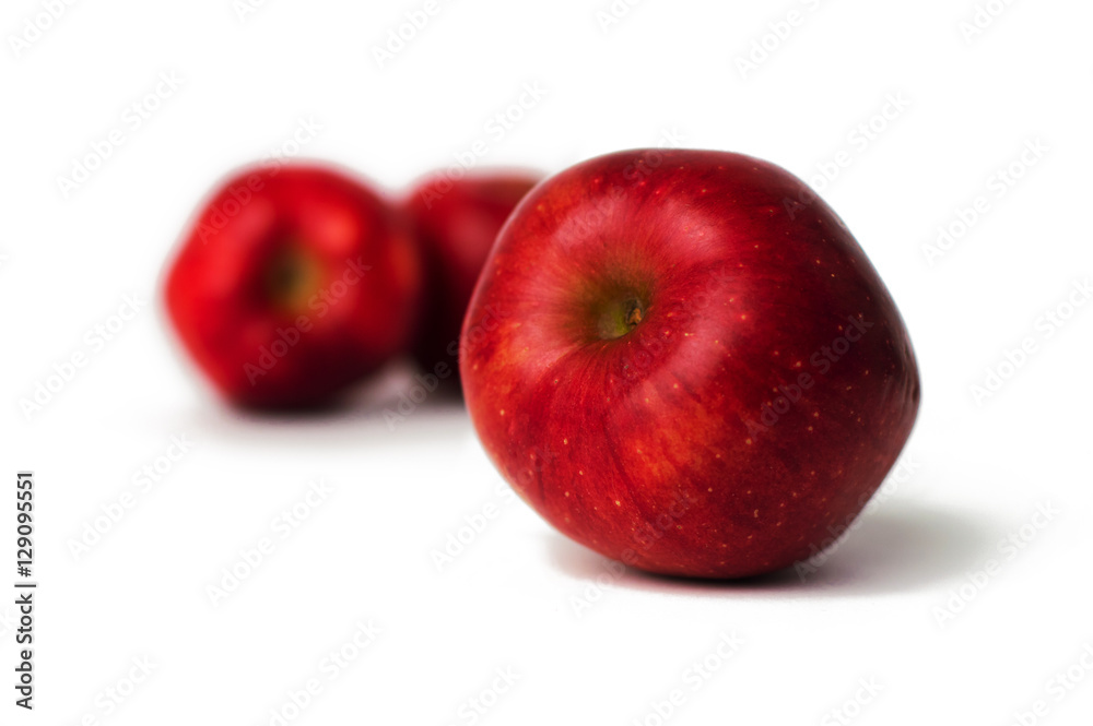 Healthy fresh red apple on the white background