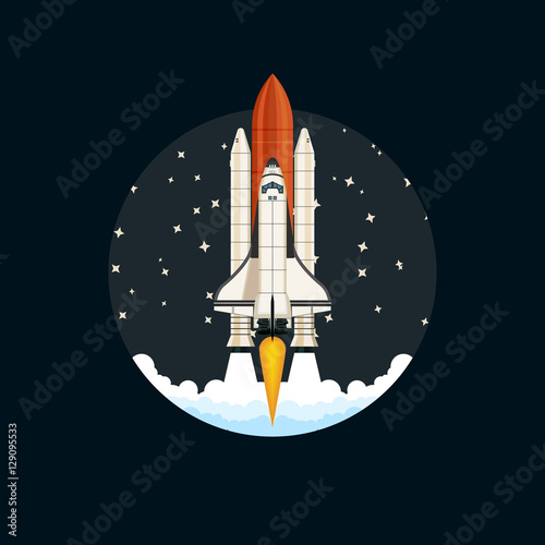 Fototapeta Naklejka Na Ścianę i Meble -  Shuttle Launch. Spaceship and space background. Projects template for business