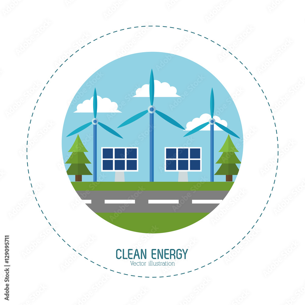 Fototapeta premium solar energy panel wind turbines vector illustration eps 10