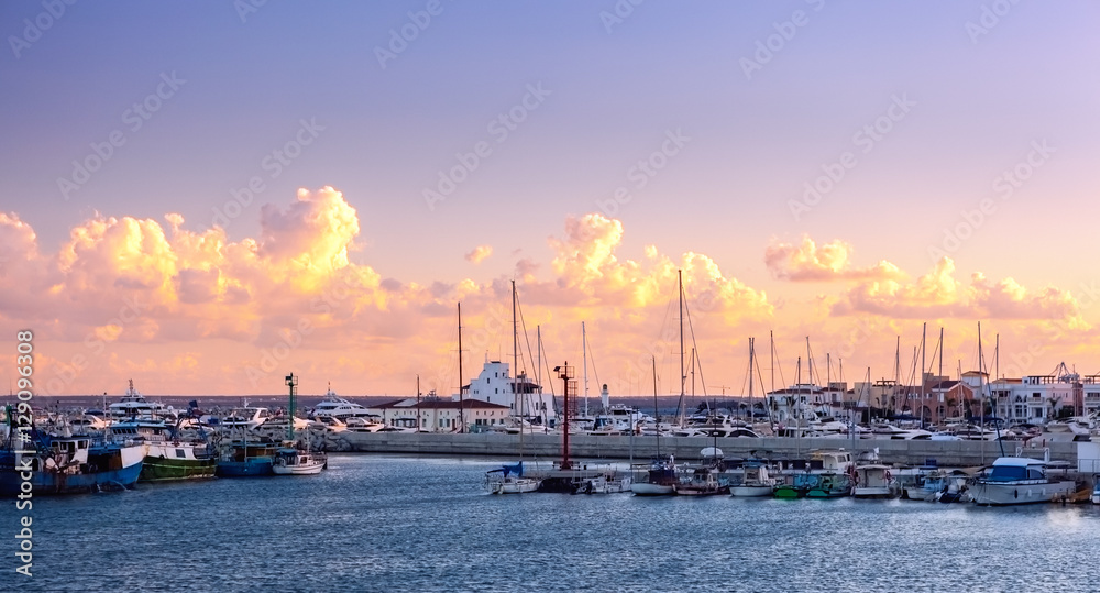 Limassol Old Port at sunset. Cyprus.