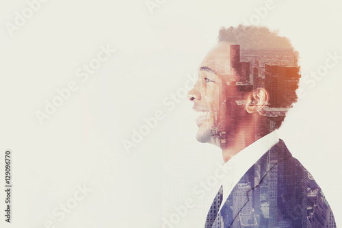 Side view of African businessman looking forward