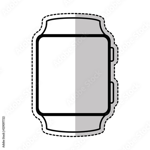 sticker of smart watch icon over white background. wearable technology devices design. vector illustration