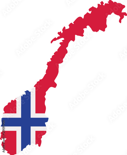 Fotografie, Obraz Norway map with flag