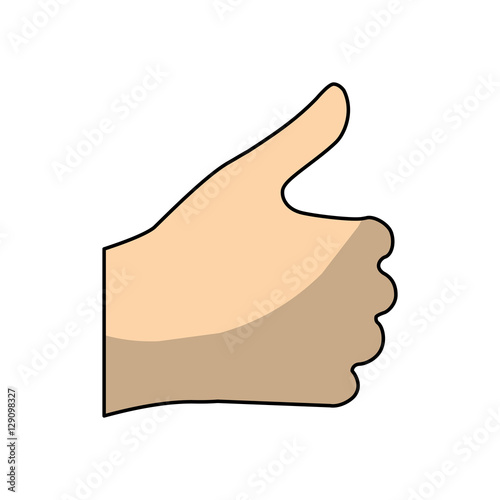 human hand with finger up good expression over white background. vector illustration