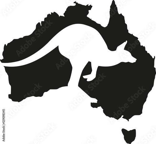 Australia map with kangaroo