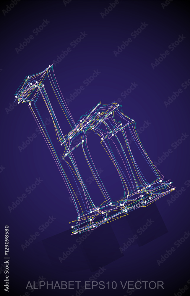 Obraz premium Vector illustration of a Multicolor sketched H. Hand drawn 3D H.