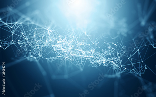Abstract Polygonal Space Blue Background with Connecting Dots and Lines | Network - Data Visualization Illustration