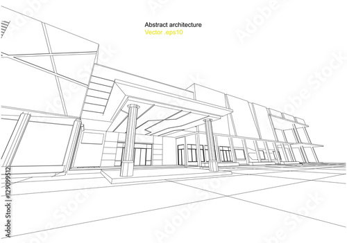 city view, architecture abstract, 3d illustration vector