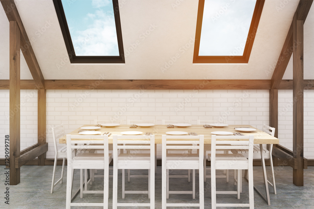 Dining table in the attic, toned Dining table in the attic, toned