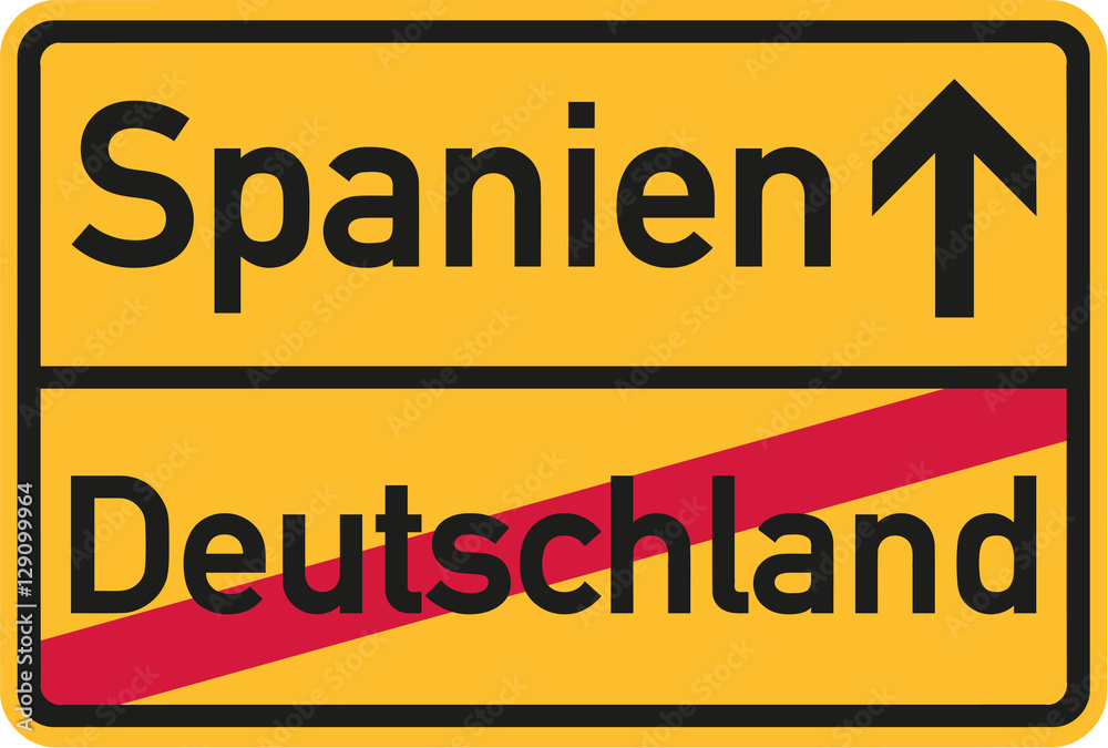 Migration from germany to Spain - german town sign Migration from germany to Spain - german town sign