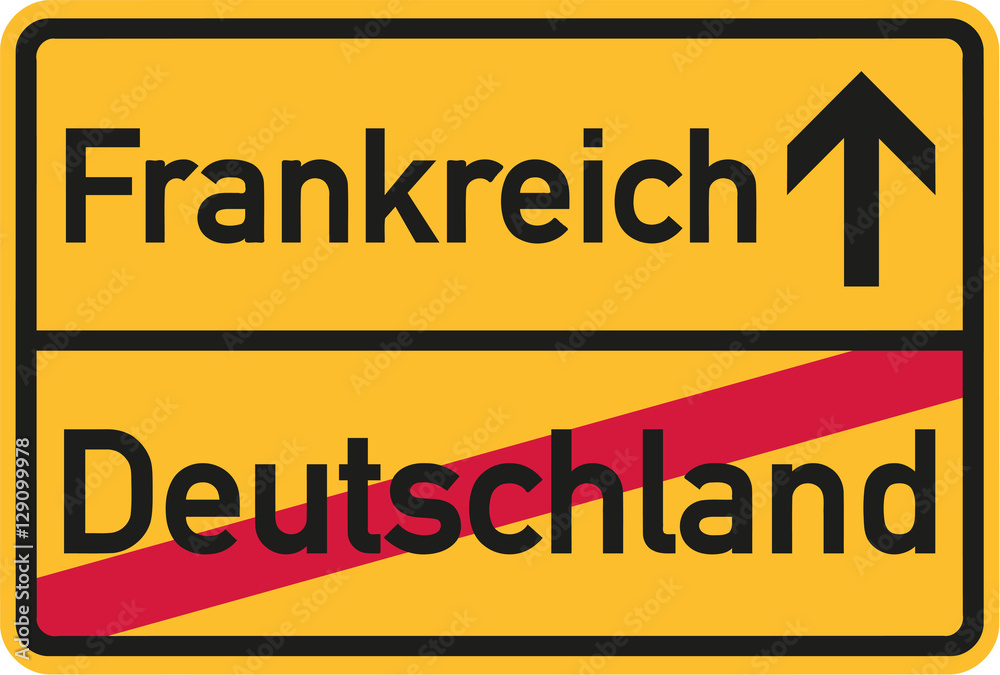 Migration from germany to France - german town sign Migration from germany to France - german town sign