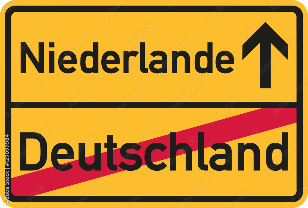 Migration from germany to netherlands - german town sign Migration from germany to netherlands - german town sign
