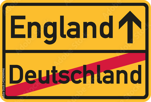 Migration from germany to England - german town sign