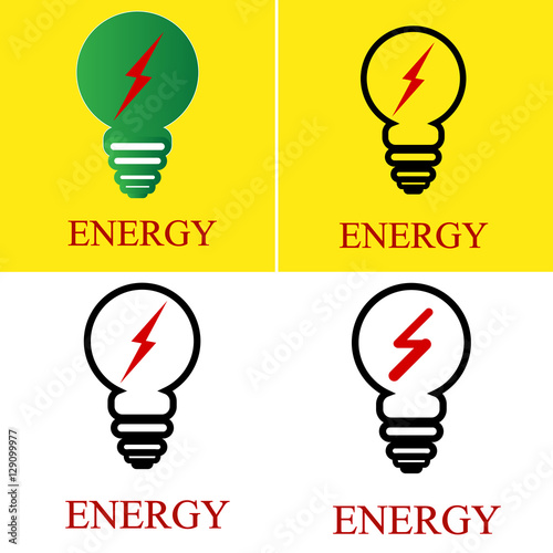 Flat icon of bulb, Lightbulb outline icon. Business logo template.
