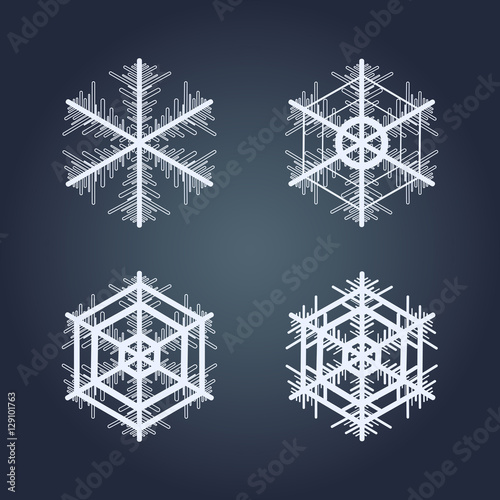 Collection of snowflakes. Winter decorative element.