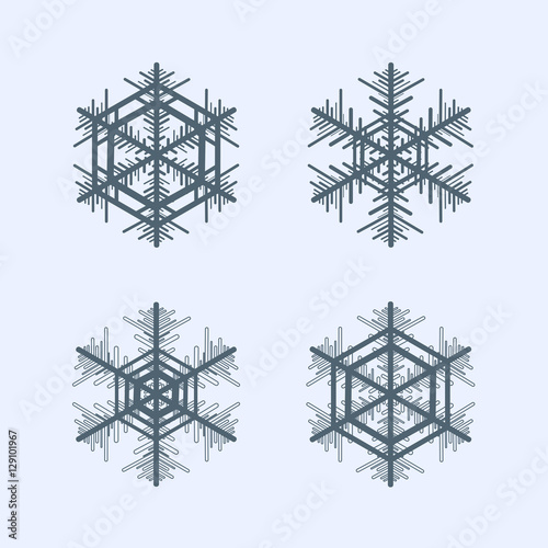 Collection of snowflakes. Winter decorative element.