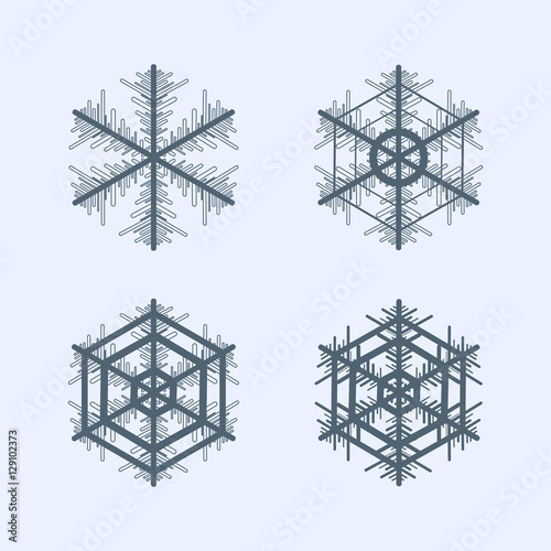 Collection of snowflakes. Winter decorative element.