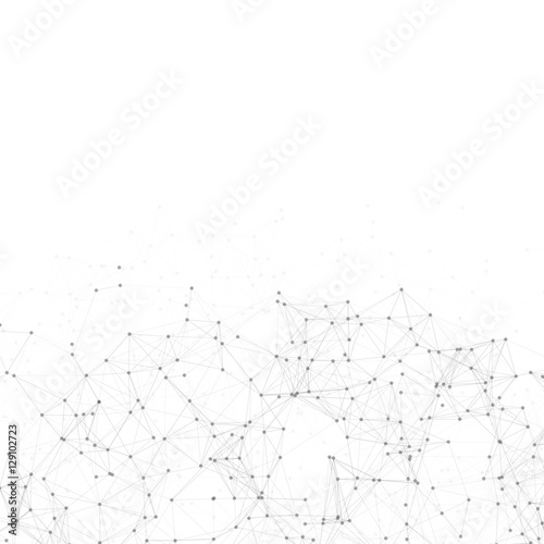 Black and White Abstract Polygonal Space   White Background with Black Connecting Dots and Lines   Futuristic Vector Illustration