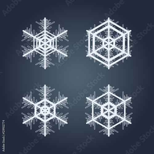 Collection of snowflakes. Winter decorative element.