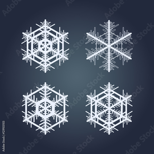 Collection of snowflakes. Winter decorative element.