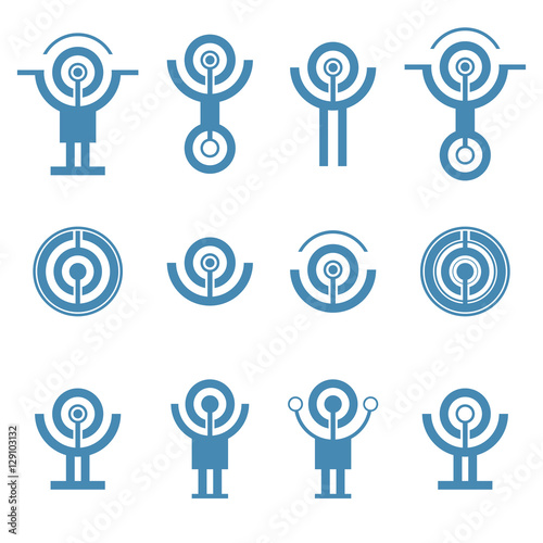 Set of abstract technology icon. Communication logo. Technology futuristic elements.