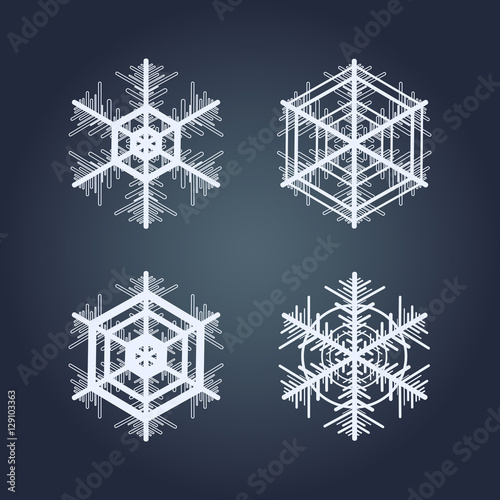 Collection of snowflakes. Winter decorative element.