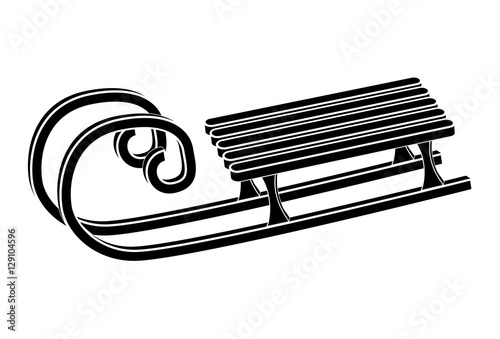 sled, wooden sledge silhouette, outline vector symbol icon desig