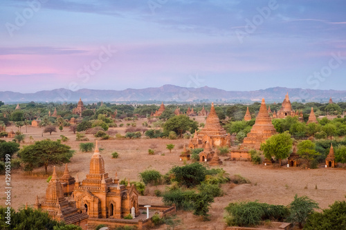 Landscape of Bagan pagoda at sunrise