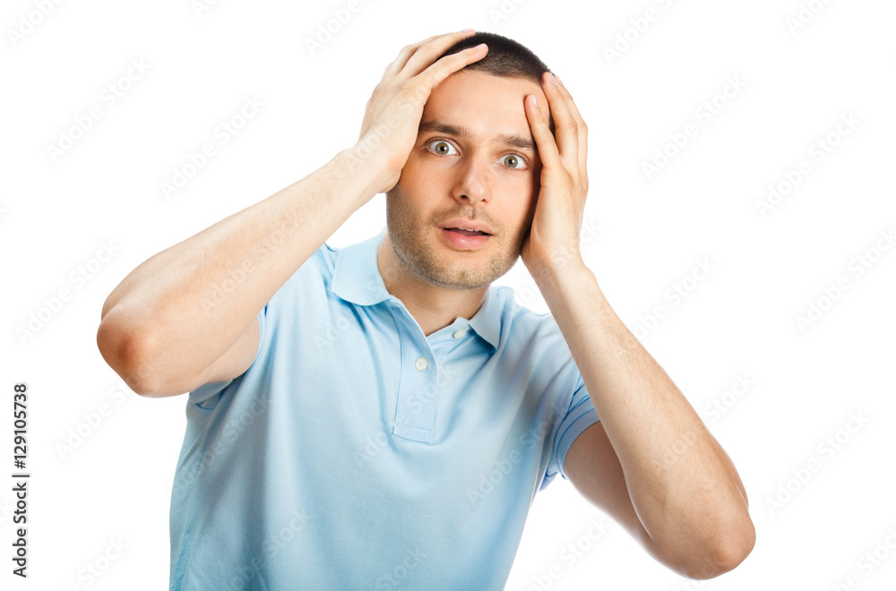 Puzzled man, isolated on white Puzzled man, isolated on white